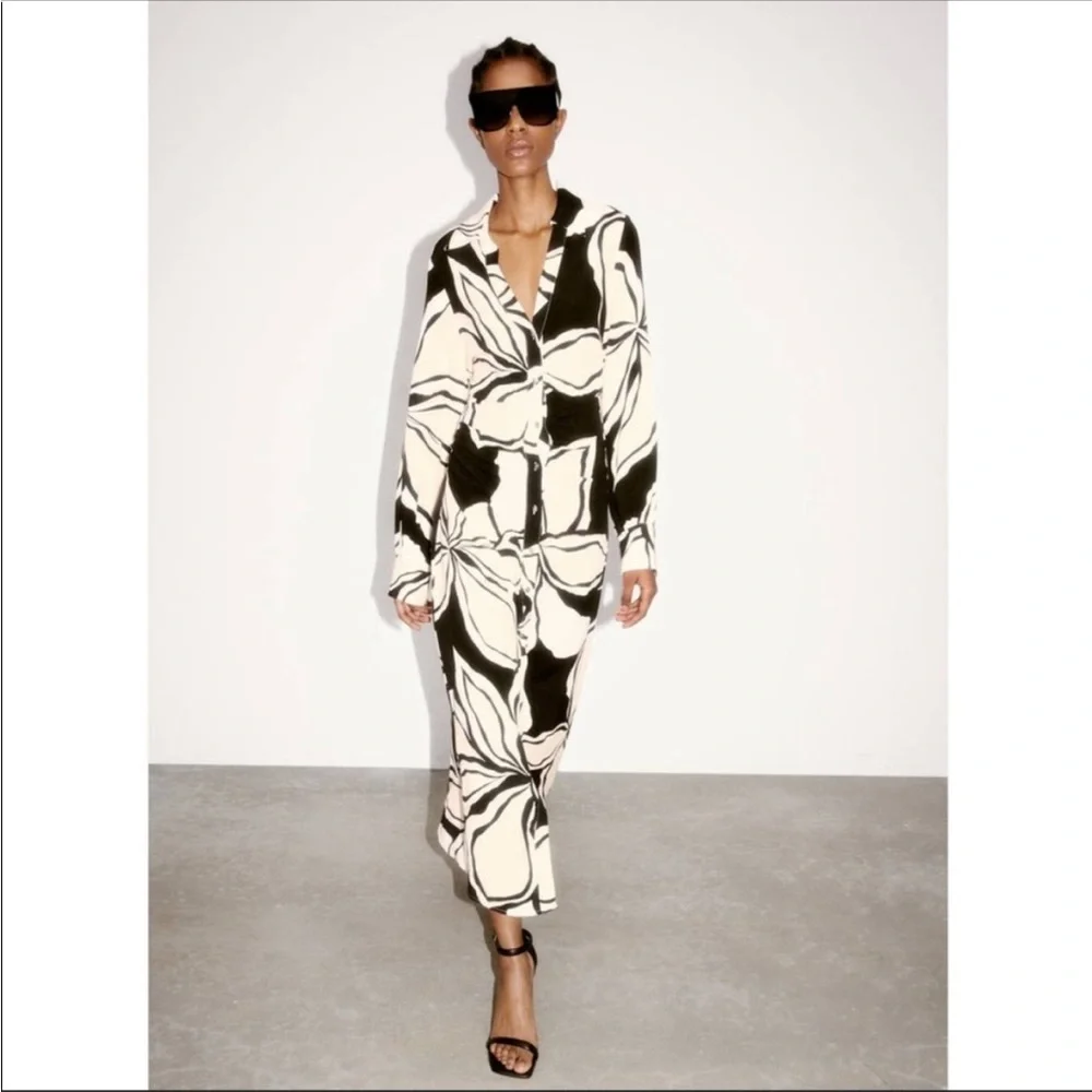 Zara black and white floral dress - Picture 7 of 10